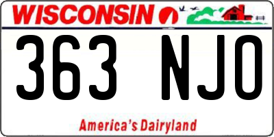 WI license plate 363NJO
