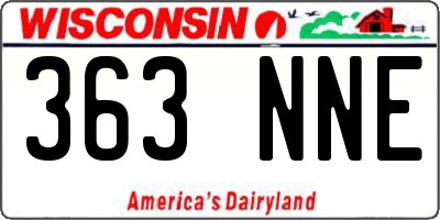 WI license plate 363NNE