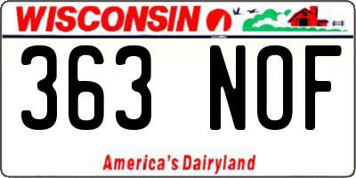 WI license plate 363NOF
