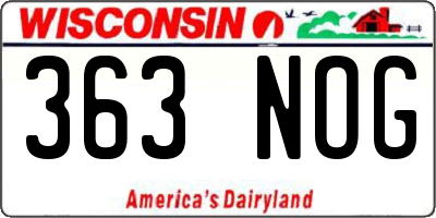 WI license plate 363NOG