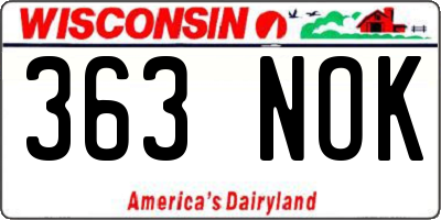 WI license plate 363NOK