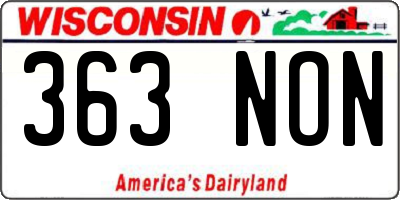 WI license plate 363NON