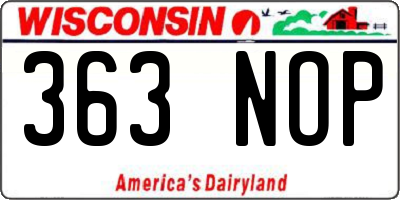 WI license plate 363NOP