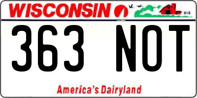 WI license plate 363NOT