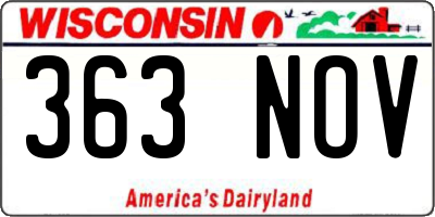 WI license plate 363NOV
