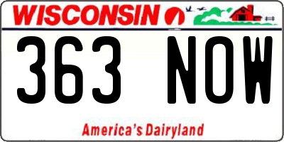 WI license plate 363NOW