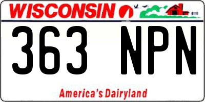 WI license plate 363NPN
