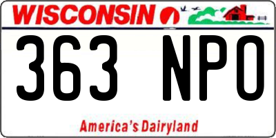 WI license plate 363NPO