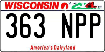WI license plate 363NPP