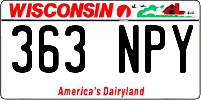 WI license plate 363NPY