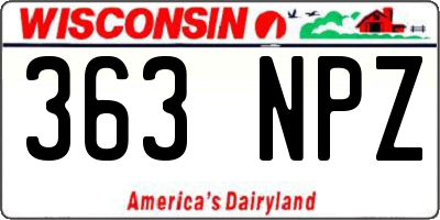 WI license plate 363NPZ