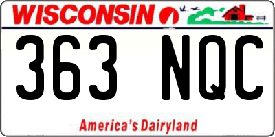 WI license plate 363NQC