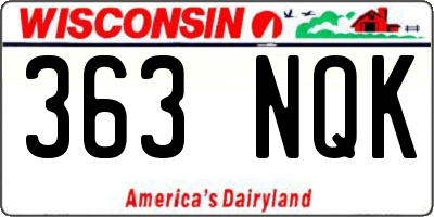 WI license plate 363NQK