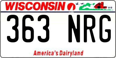WI license plate 363NRG