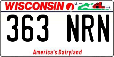 WI license plate 363NRN