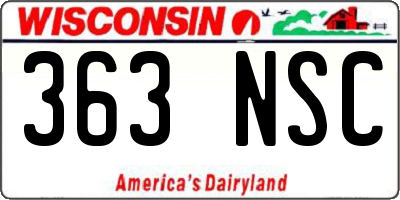 WI license plate 363NSC