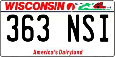 WI license plate 363NSI