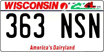 WI license plate 363NSN