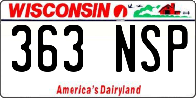 WI license plate 363NSP