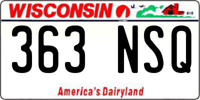 WI license plate 363NSQ