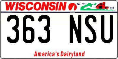 WI license plate 363NSU