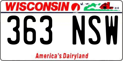 WI license plate 363NSW