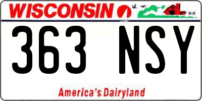 WI license plate 363NSY