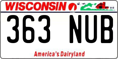 WI license plate 363NUB
