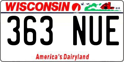 WI license plate 363NUE