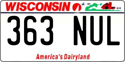 WI license plate 363NUL
