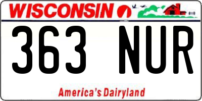 WI license plate 363NUR