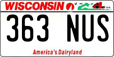 WI license plate 363NUS