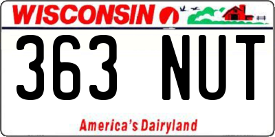 WI license plate 363NUT