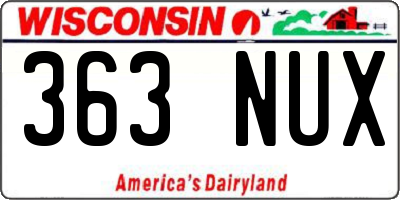 WI license plate 363NUX