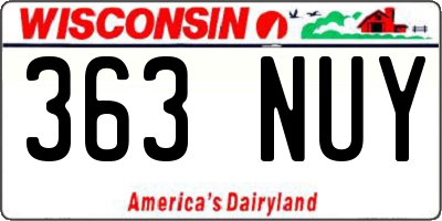 WI license plate 363NUY