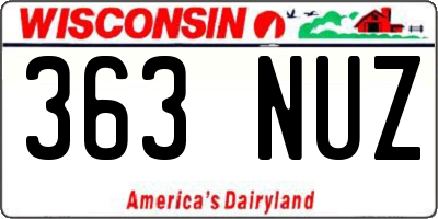 WI license plate 363NUZ