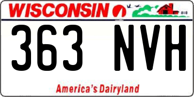 WI license plate 363NVH