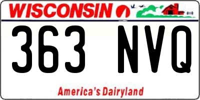 WI license plate 363NVQ