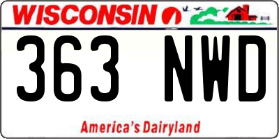 WI license plate 363NWD