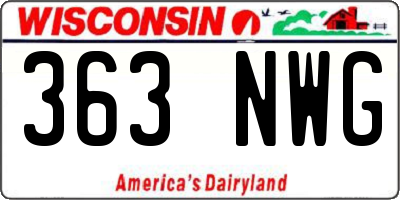 WI license plate 363NWG