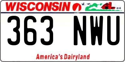 WI license plate 363NWU