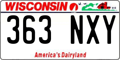 WI license plate 363NXY