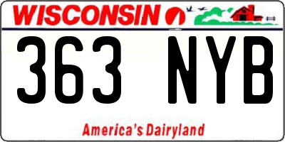 WI license plate 363NYB