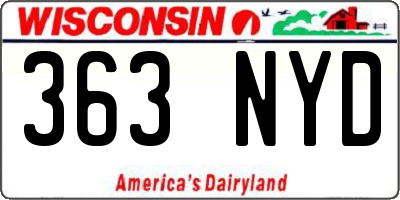 WI license plate 363NYD