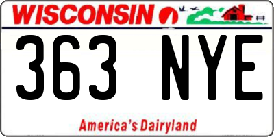 WI license plate 363NYE