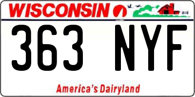 WI license plate 363NYF