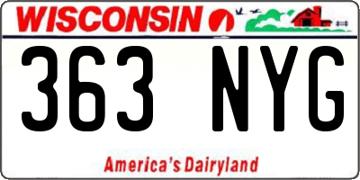 WI license plate 363NYG
