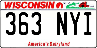 WI license plate 363NYI
