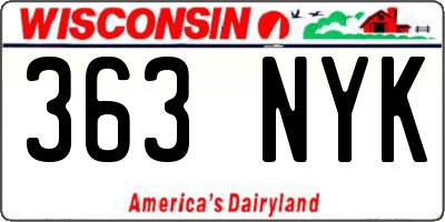 WI license plate 363NYK