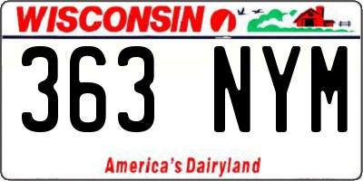 WI license plate 363NYM